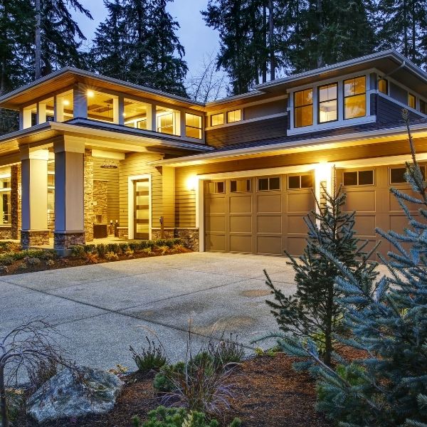 house lit up at night