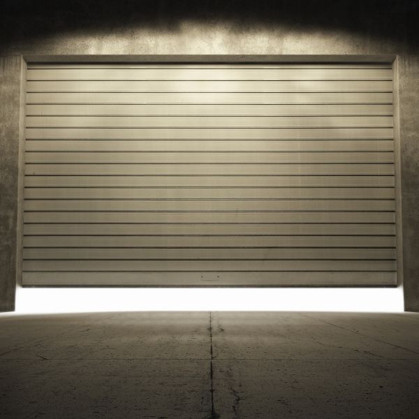 garage door that is partially open
